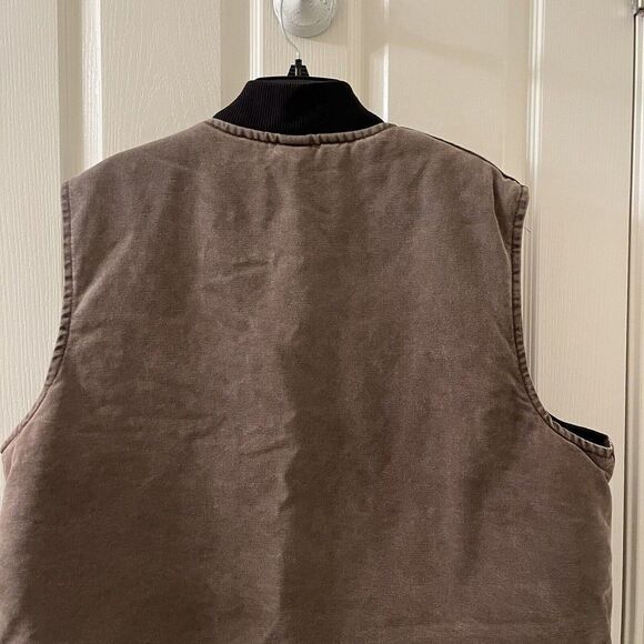 Vintage Carhartt Men's Vest Quilted Lined Brown Canvas Union Made USA Size XXL - Picture 14 of 16